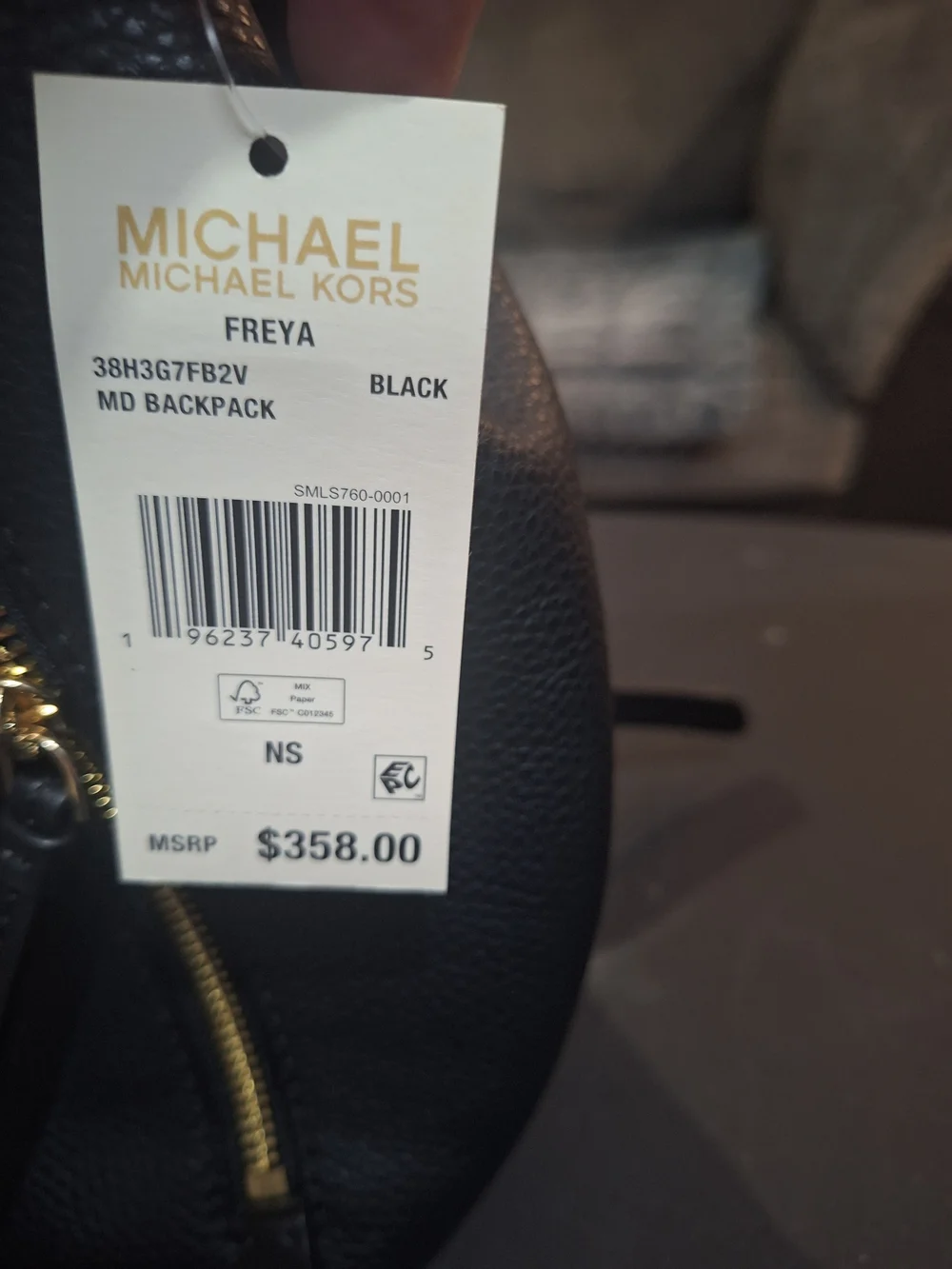 Michael Kors Black Pebbled Leather Mini Backpack with Gold Accents